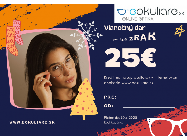 Darčekový kupón na okuliare v hodnote 25€